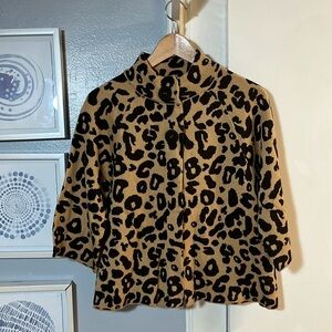 Kim Rogers Womens Two Button Detail Leopard Print Sweater Petite Size PM
